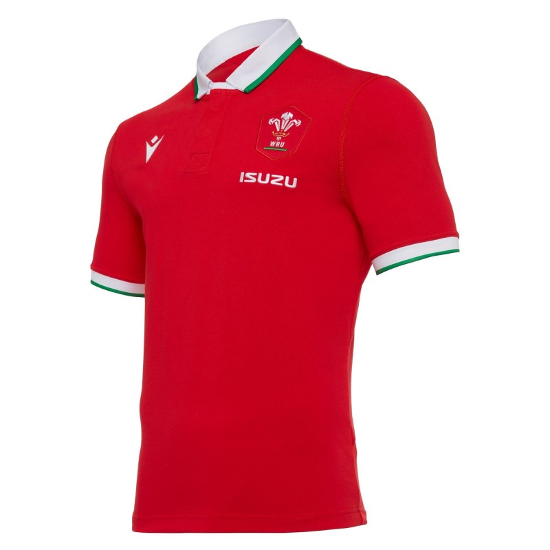 Materialismo Festival cortina Camiseta de rugby de réplica de algodón de Gales / Macron